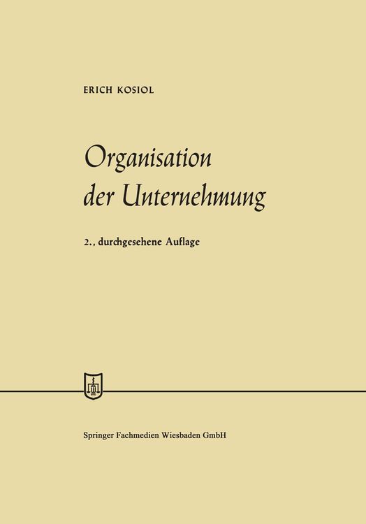 Produktbild: Organisation der Unternehmung