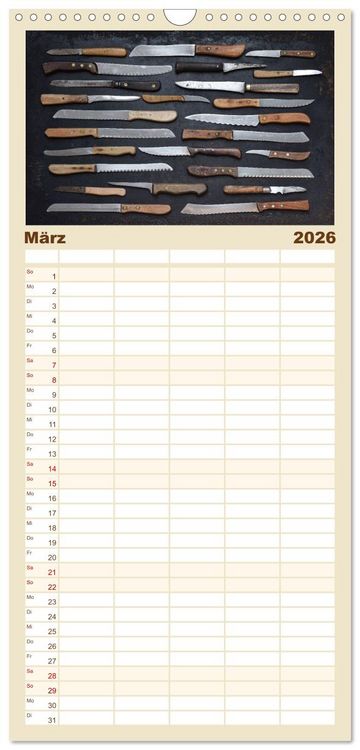 Produktbild: Familienplaner 2026 - K&uuml;chenutensilien mit 5 Spalten (Wandkalender, 21 x 45 cm) CALVENDO