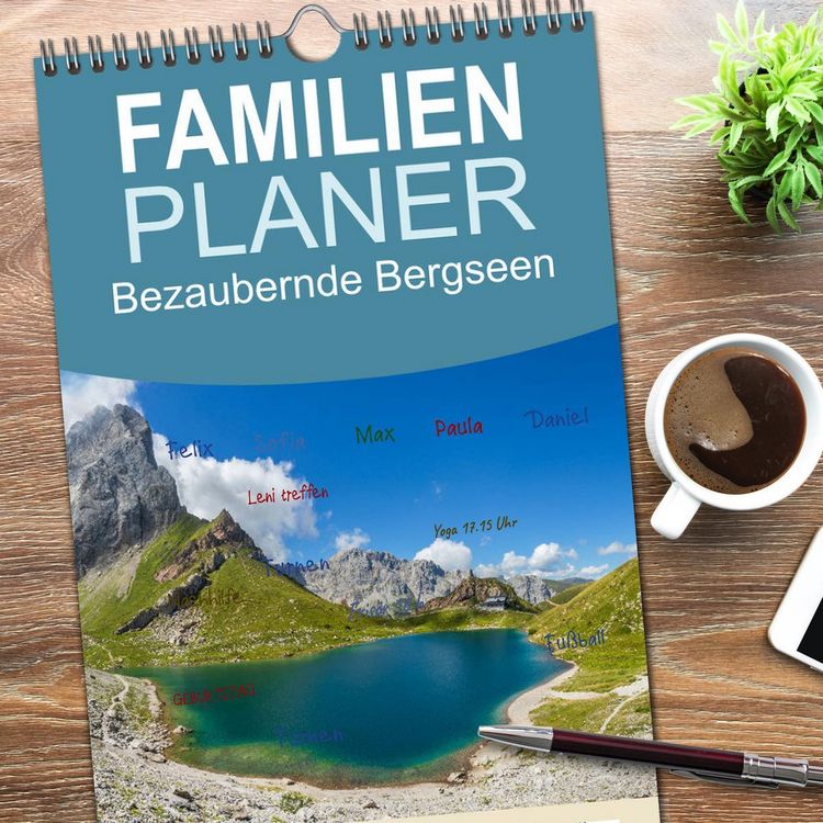 Produktbild: Familienplaner 2026 - Bezaubernde Bergseen mit 5 Spalten (Wandkalender, 21 x 45 cm) CALVENDO