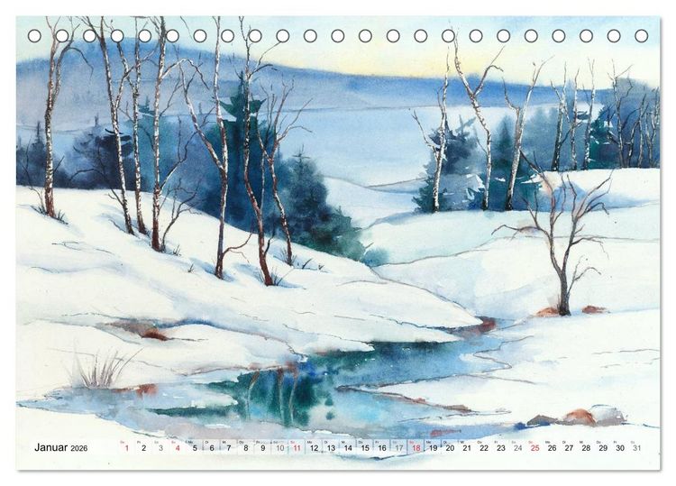 Produktbild: Jahreszeiten Aquarelle (Tischkalender 2026 DIN A5 quer), CALVENDO Monatskalender