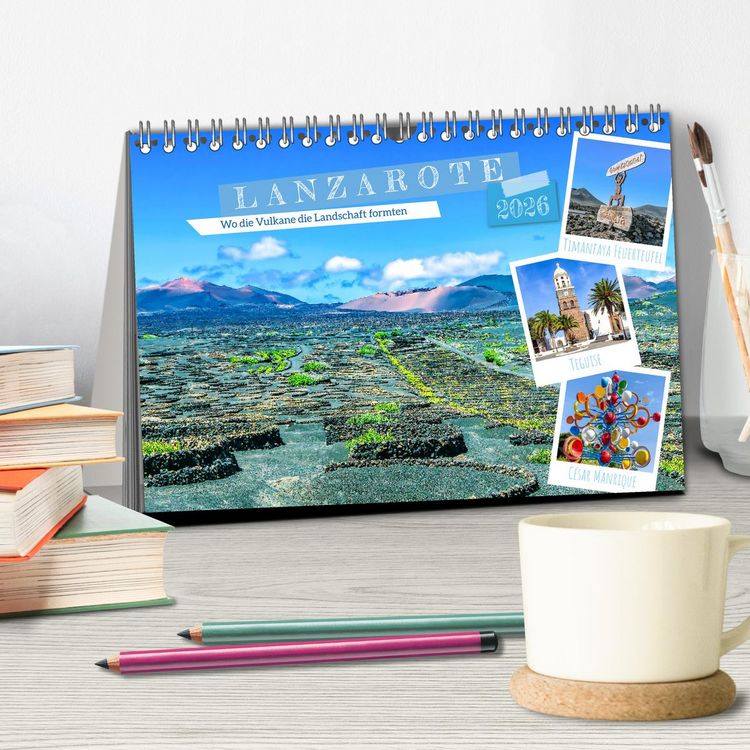 Produktbild: Lanzarote - Wo die Vulkane die Landschaft formten (Tischkalender 2026 DIN A5 quer), CALVENDO Monatskalender