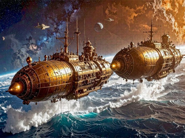 Produktbild: CALVENDO Puzzle Testflug der Zwillingsschiffe Steamcraft IV und Steamcraft V unter atmosph&auml;rischen Bedingungen | 1000 Teile Lege-Gr&ouml;&szlig;e 64x48cm Foto-Pu