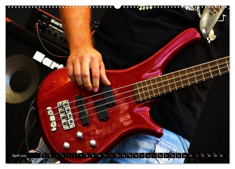 Produktbild: BASS GUITARS put into the spotlight (High Quality Premium Wall Calendar 2026 DIN A2 landscape),CALVENDO 12 Month Wall Calendar