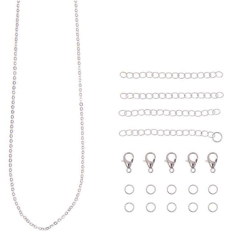 Produktbild: Schmuck Zubeh&ouml;r Set, Verschl&uuml;sse, Ketten & &Ouml;sen, 19-tlg.