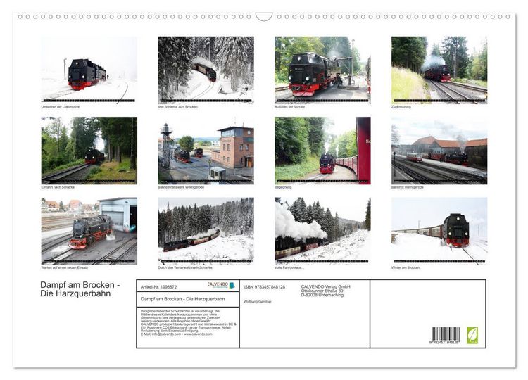 Produktbild: Dampf am Brocken - Die Harzquerbahn (Wandkalender 2026 DIN A2 quer), CALVENDO Monatskalender