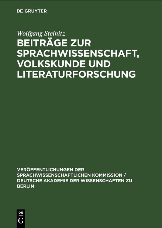 Produktbild: Beitr&auml;ge zur Sprachwissenschaft, Volkskunde und Literaturforschung