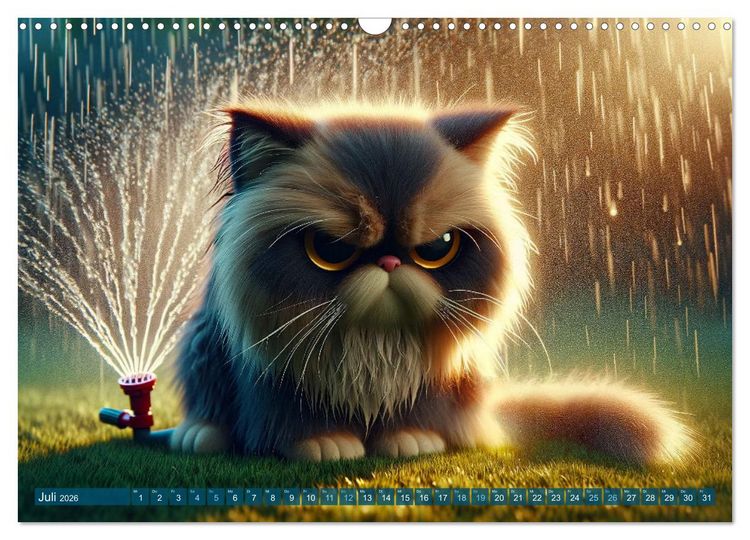 Produktbild: Katzenlaunen - Durch das Jahr mit Fluff und Grummeln (Wandkalender 2026 DIN A3 quer), CALVENDO Monatskalender