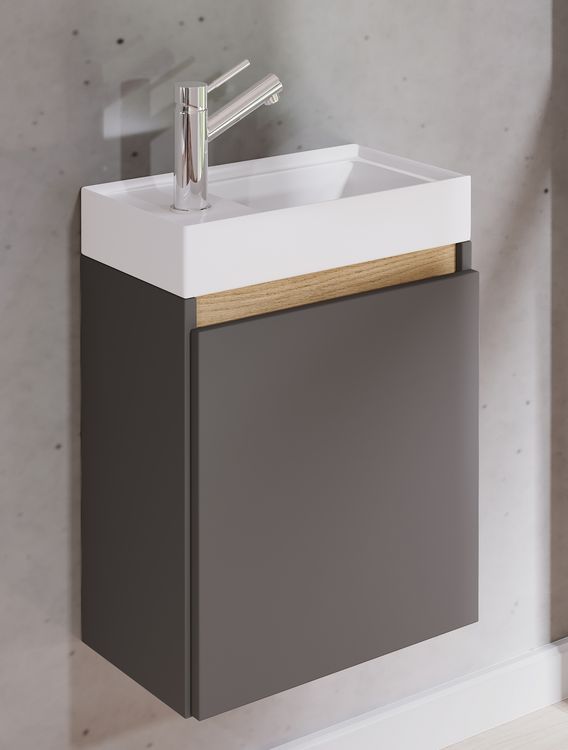 Produktbild: 2 tlg. H&auml;ngeschrank G&auml;ste-WC Waschbecken Softclose Cosila