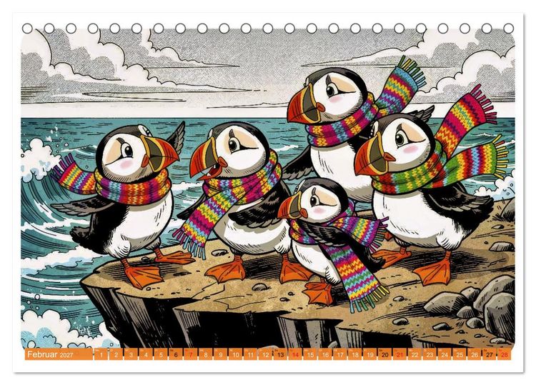 Produktbild: Papageientaucher - Comic (Tischkalender 2027 DIN A5 quer), CALVENDO Monatskalender
