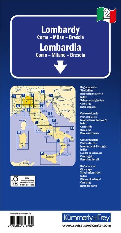 Produktbild: K&uuml;mmerly+Frey Regional-Strassenkarte 2 Lombardei 1:200.000