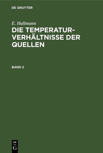 Produktbild: Die Temperaturverh&auml;ltnisse der Quellen. Band 2