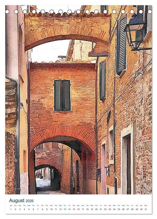 Produktbild: Umbrian Archways (Desk Calendar 2026 DIN A5 portrait), CALVENDO 12 Month DeskCalendar
