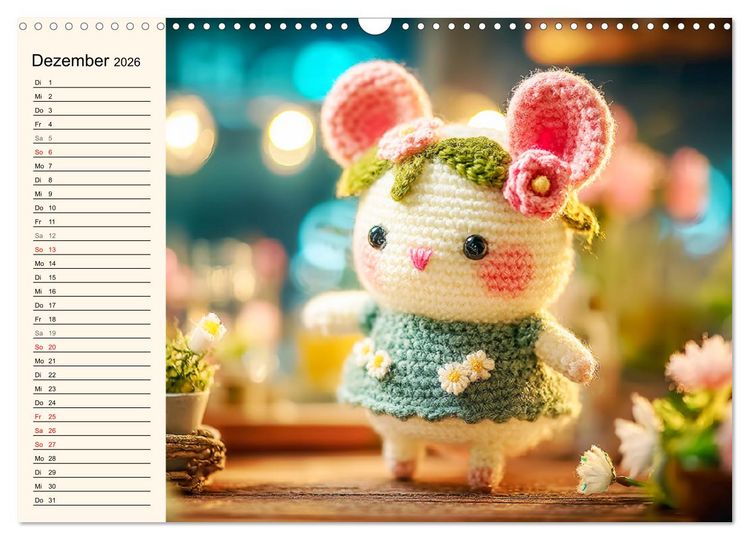Produktbild: Kleine Freunde aus Wolle. Zauberhaft geh&auml;kelte Tierchen (Wandkalender 2026 DIN A3 quer), CALVENDO Monatskalender