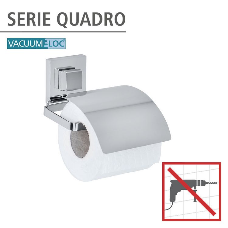 Produktbild: Vacuum-Loc&reg; Edelstahl Toilettenpapierhalter Cover Mod. Quadro, Befestigen ohne bohren