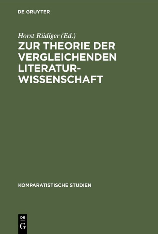 Produktbild: Zur Theorie der vergleichenden Literaturwissenschaft