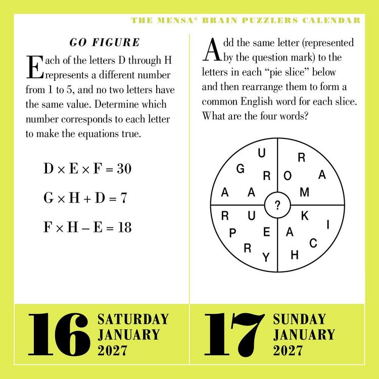 Produktbild: Mensa 365 Brain Puzzlers Page-A-Day&reg; Calendar 2027