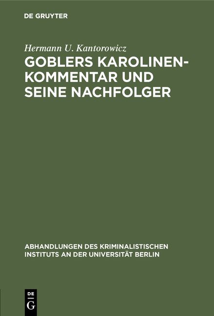 Produktbild: Goblers Karolinen-Kommentar und seine Nachfolger