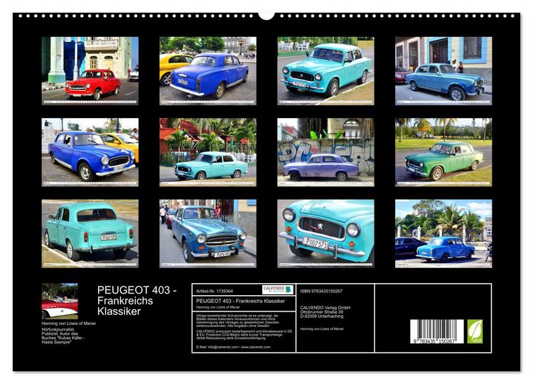 Produktbild: PEUGEOT 403 - Frankreichs Klassiker (hochwertiger Premium Wandkalender 2025 DIN A2 quer), Kunstdruck in Hochglanz
