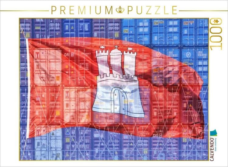 Produktbild: CALVENDO Puzzle Flagge der Hansestadt Hamburg | 1000 Teile Lege-Gr&ouml;&szlig;e 64x48cm Foto-Puzzle f&uuml;r gl&uuml;ckliche Stunden