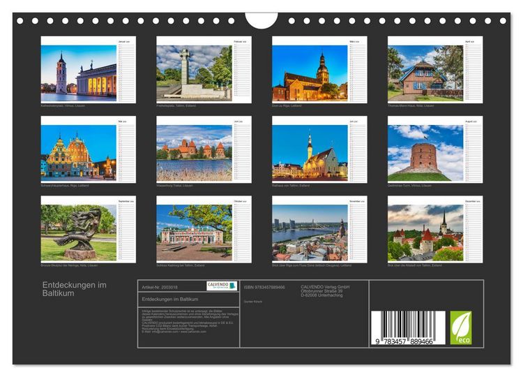 Produktbild: Entdeckungen im Baltikum (Wandkalender 2026 DIN A4 quer), CALVENDO Monatskalender