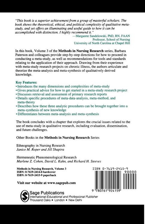 Produktbild: Meta-Study of Qualitative Health Research