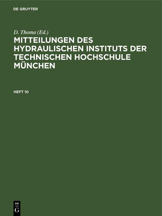 Produktbild: Mitteilungen des Hydraulischen Instituts der Technischen Hochschule M&uuml;nchen