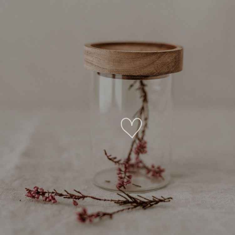 Produktbild: Mini Vorratsglas Herz wei&szlig; 9cm