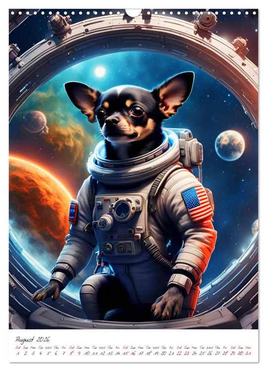 Produktbild: Chihuahua Adventure in Space (Wall Calendar 2026 DIN A3 portrait), CALVENDO 12 Month Wall Calendar