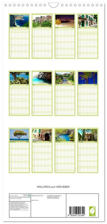 Produktbild: Familienplaner 2026 - MALLORCA zum VERLIEBEN mit 5 Spalten (Wandkalender, 21 x 45 cm) CALVENDO