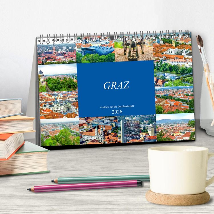 Produktbild: Graz - Ausblick auf die Dachlandschaft (Tischkalender 2026 DIN A5 quer), CALVENDO Monatskalender