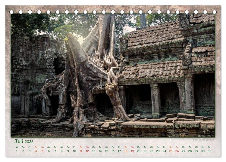 Produktbild: Kambodscha, Angkor Thom, Angkor Wat und Bayon (Tischkalender 2026 DIN A5 quer), CALVENDO Monatskalender
