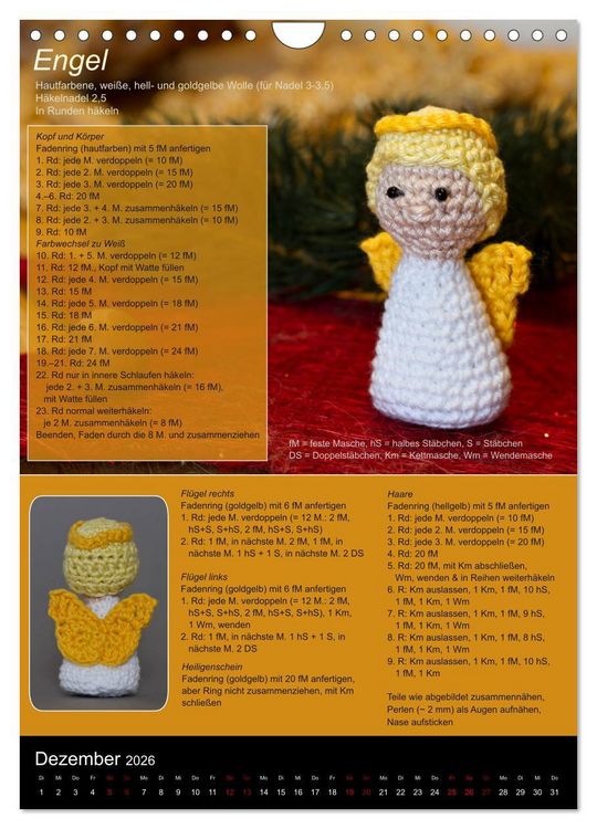 Produktbild: Amigurumi - H&auml;kelideen mit Anleitung (Wandkalender 2026 DIN A4 hoch), CALVENDO Monatskalender
