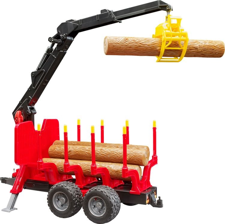 Produktbild: Bruder Profi-Serie R&uuml;ckeanh&auml;nger mit Ladekran, 4 Baumst&auml;mmen und Holzgreifer