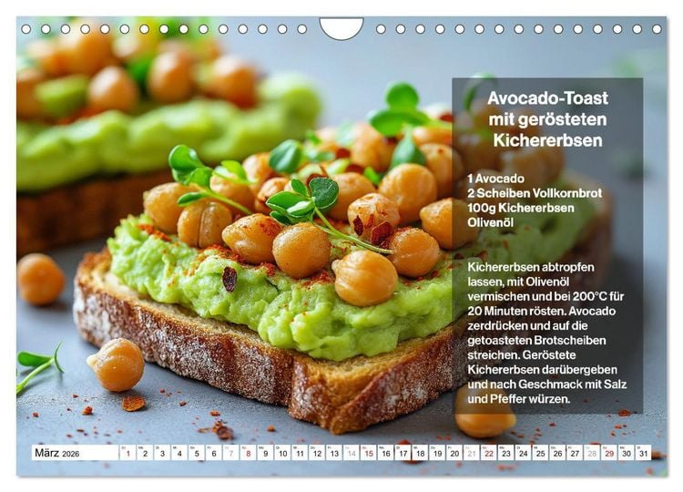 Produktbild: Veganes Soulfood - Leichte vegan Rezepte f&uuml;r jeden Monat (Wandkalender 2026 DIN A4 quer), CALVENDO Monatskalender