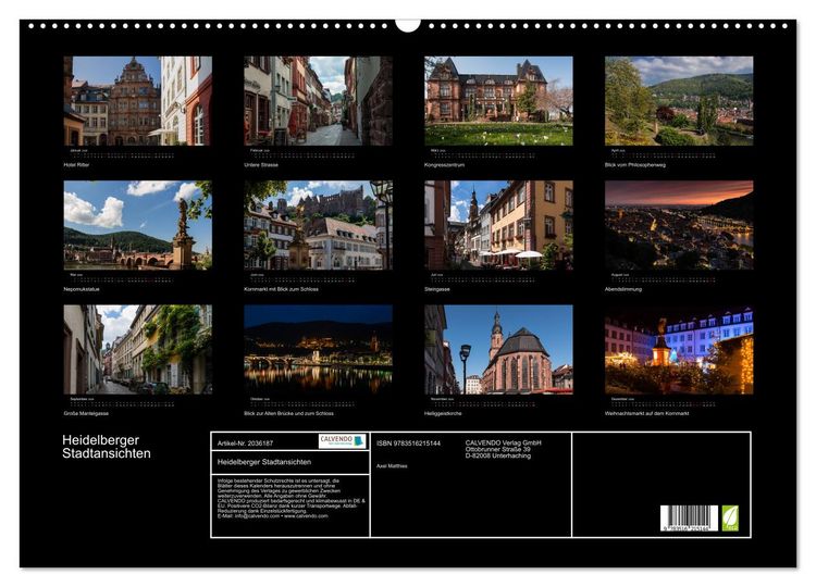 Produktbild: Heidelberger Stadtansichten (Wandkalender 2026 DIN A2 quer), CALVENDO Monatskalender