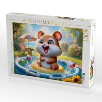 Produktbild: CALVENDO Puzzle Sommertage und Planschvergn&uuml;gen: Ein Hamster entdeckt das Wasser | 1000 Teile Lege-Gr&ouml;&szlig;e 64x48cm Foto-Puzzle f&uuml;r gl&uuml;ckliche Stunden