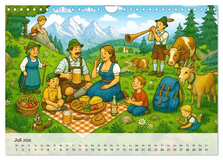 Produktbild: Bayrische Wimmelbilder - Wo Heimat lebendig wird (Wandkalender 2026 DIN A4 quer), CALVENDO Monatskalender