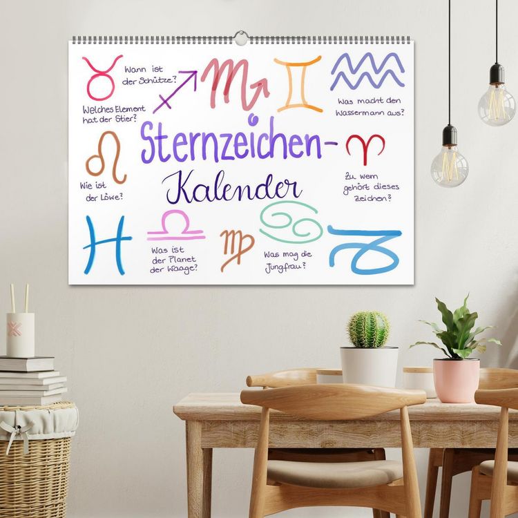 Produktbild: Sternzeichen-Kalender (Wandkalender 2026 DIN A2 quer), CALVENDO Monatskalender