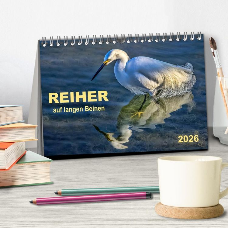 Produktbild: Reiher - auf langen Beinen (Tischkalender 2026 DIN A5 quer), CALVENDO Monatskalender