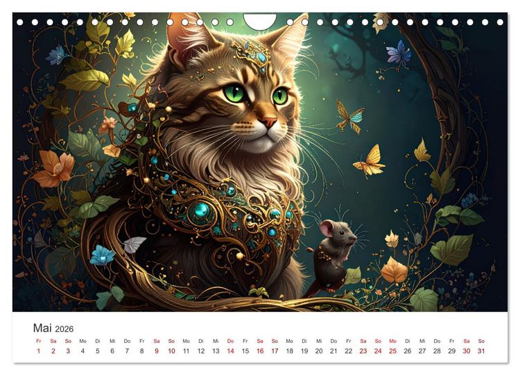 Produktbild: Kunst Katzen (Wandkalender 2026 DIN A4 quer), CALVENDO Monatskalender