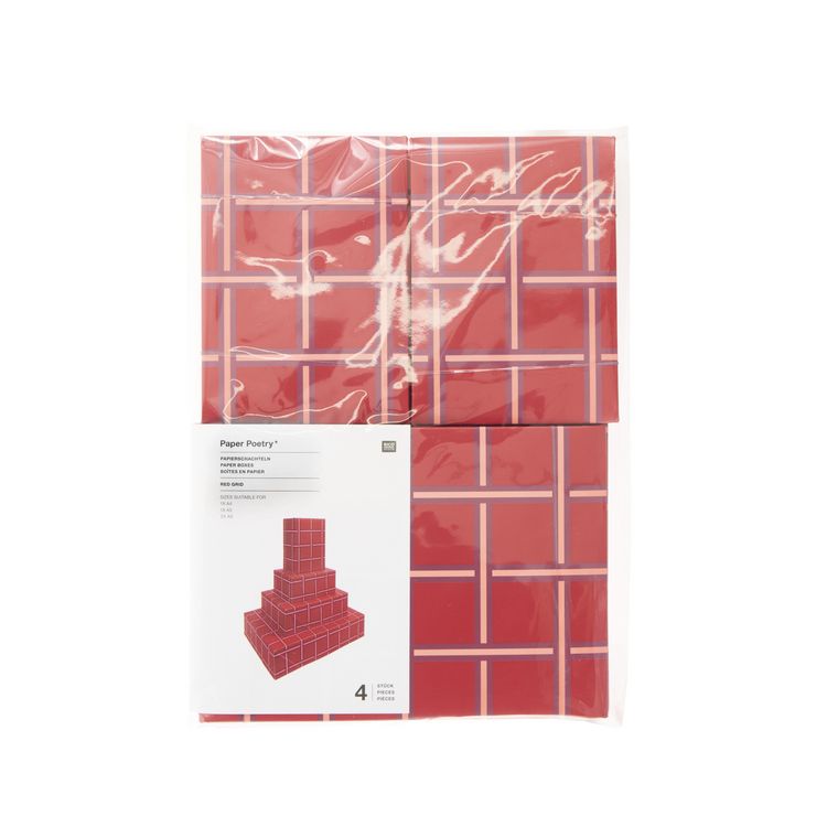 Produktbild: Papierschachtel Set Raster, Rot, MIX