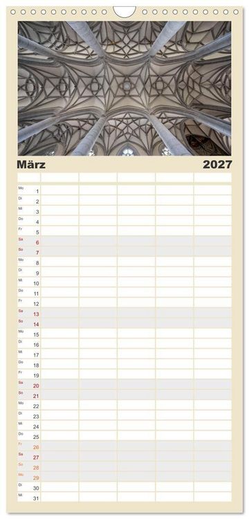 Produktbild: Familienplaner 2027 - Gew&ouml;lbe des Glaubens &ndash; Kirchendecken Europas mit 5 Spalten (Wandkalender, 21 x 45 cm) CALVENDO