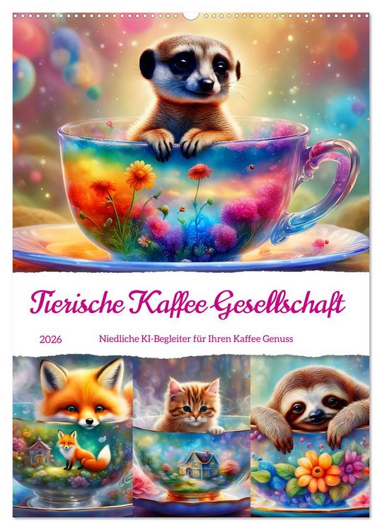 Produktbild: Tierische Kaffee Gesellschaft (Wandkalender 2026 DIN A2 hoch), CALVENDO Monatskalender