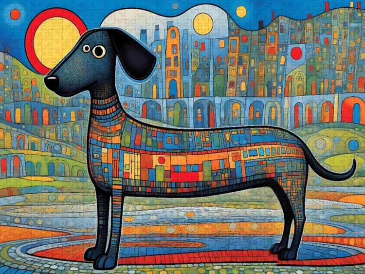 Produktbild: CALVENDO Puzzle Bunter Hund - anders sein ist cool! | 1000 Teile Lege-Gr&ouml;&szlig;e 64x48cm Foto-Puzzle f&uuml;r gl&uuml;ckliche Stunden