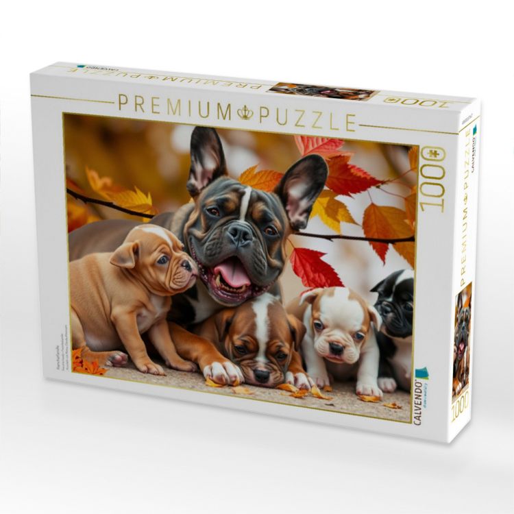 Produktbild: CALVENDO Puzzle Frenchiefamilie | 1000 Teile Lege-Gr&ouml;&szlig;e 64x48cm Foto-Puzzle f&uuml;r gl&uuml;ckliche Stunden
