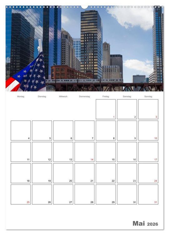 Produktbild: CHICAGO Terminplaner (hochwertiger Premium Wandkalender 2026 DIN A2 hoch), Kunstdruck in Hochglanz