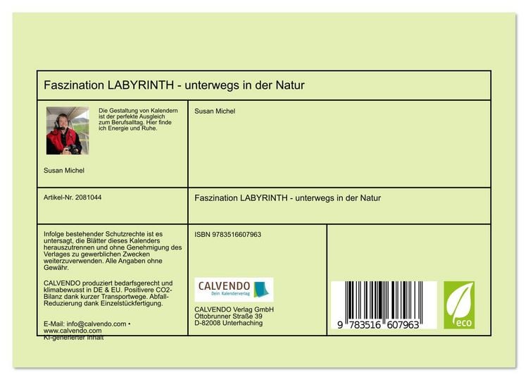 Produktbild: Faszination LABYRINTH - unterwegs in der Natur (Tischkalender 2026 DIN A5 quer), CALVENDO Monatskalender