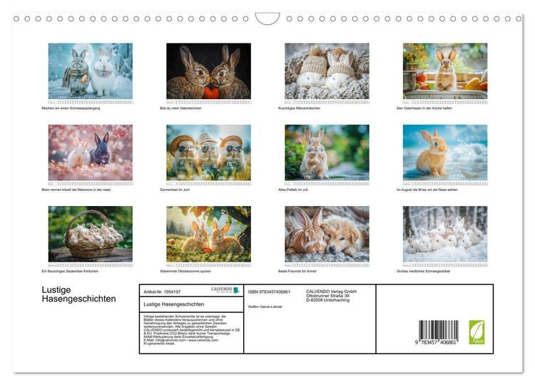 Produktbild: Lustige Hasengeschichten (Wandkalender 2026 DIN A3 quer), CALVENDO Monatskalender
