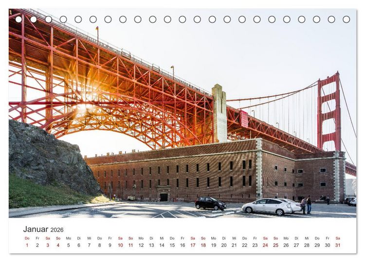 Produktbild: Golden Gate Bridge - Das ber&uuml;hmte Wahrzeichen von San Francisco. (Tischkalender 2026 DIN A5 quer), CALVENDO Monatskalender