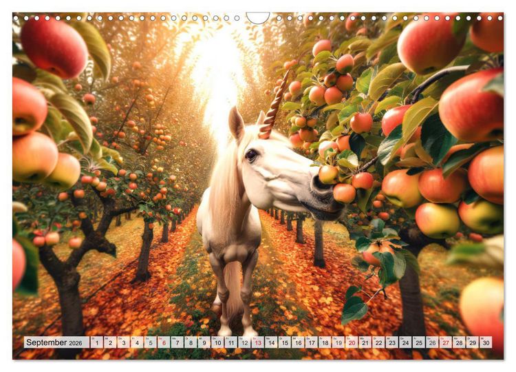 Produktbild: Mystische Einh&ouml;rner - Jahreszeiten im Einhornland (Wandkalender 2026 DIN A3 quer), CALVENDO Monatskalender